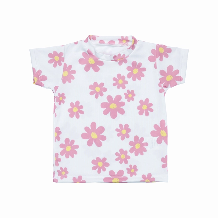 Μπλούζα Rash Guard - Upf 50+ με ροζ λουλουδάκια 