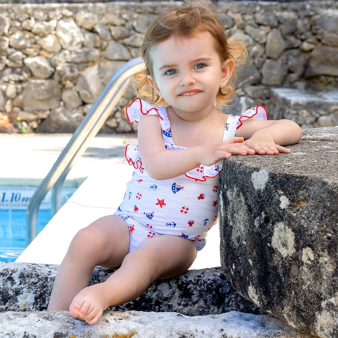 Ολόσωμο μαγίο UPF 50+ με σχέδια άγκυρες 