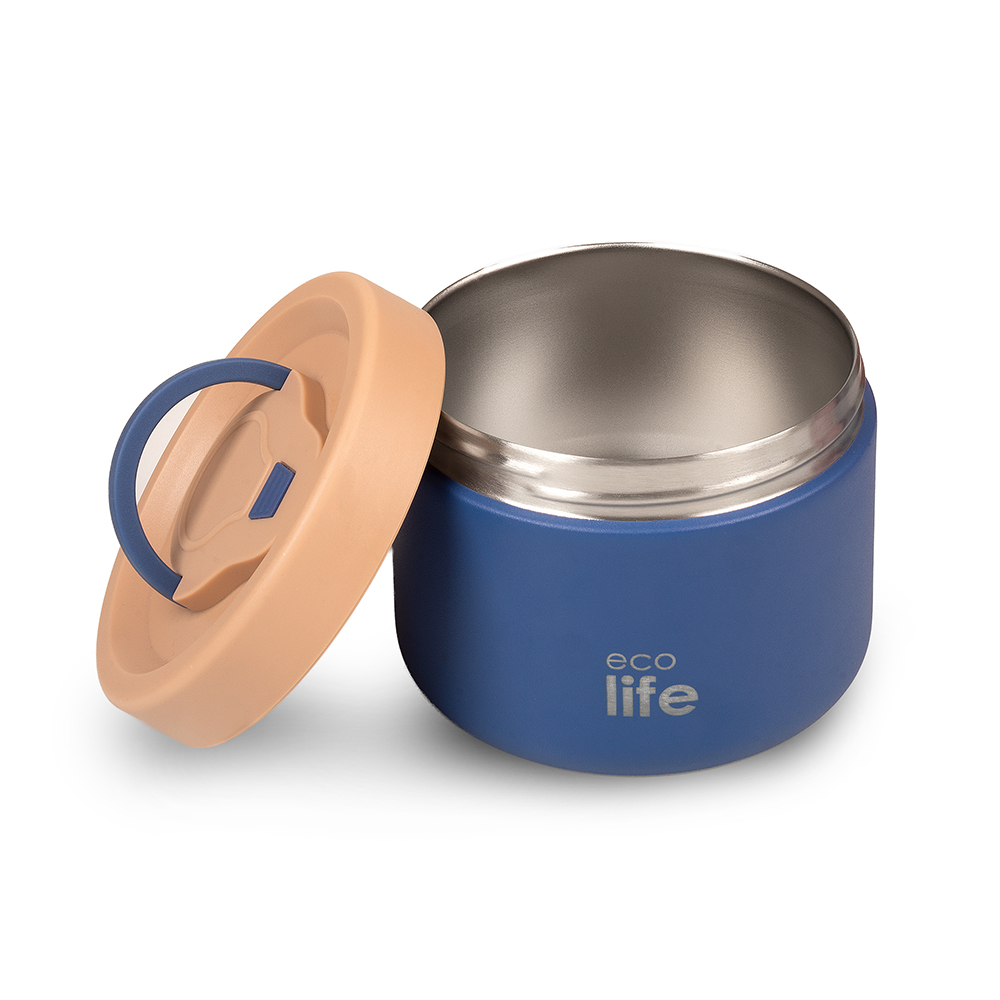Ecolife-Στρογγυλό Θερμός Φαγητού 650ml | Μπλε