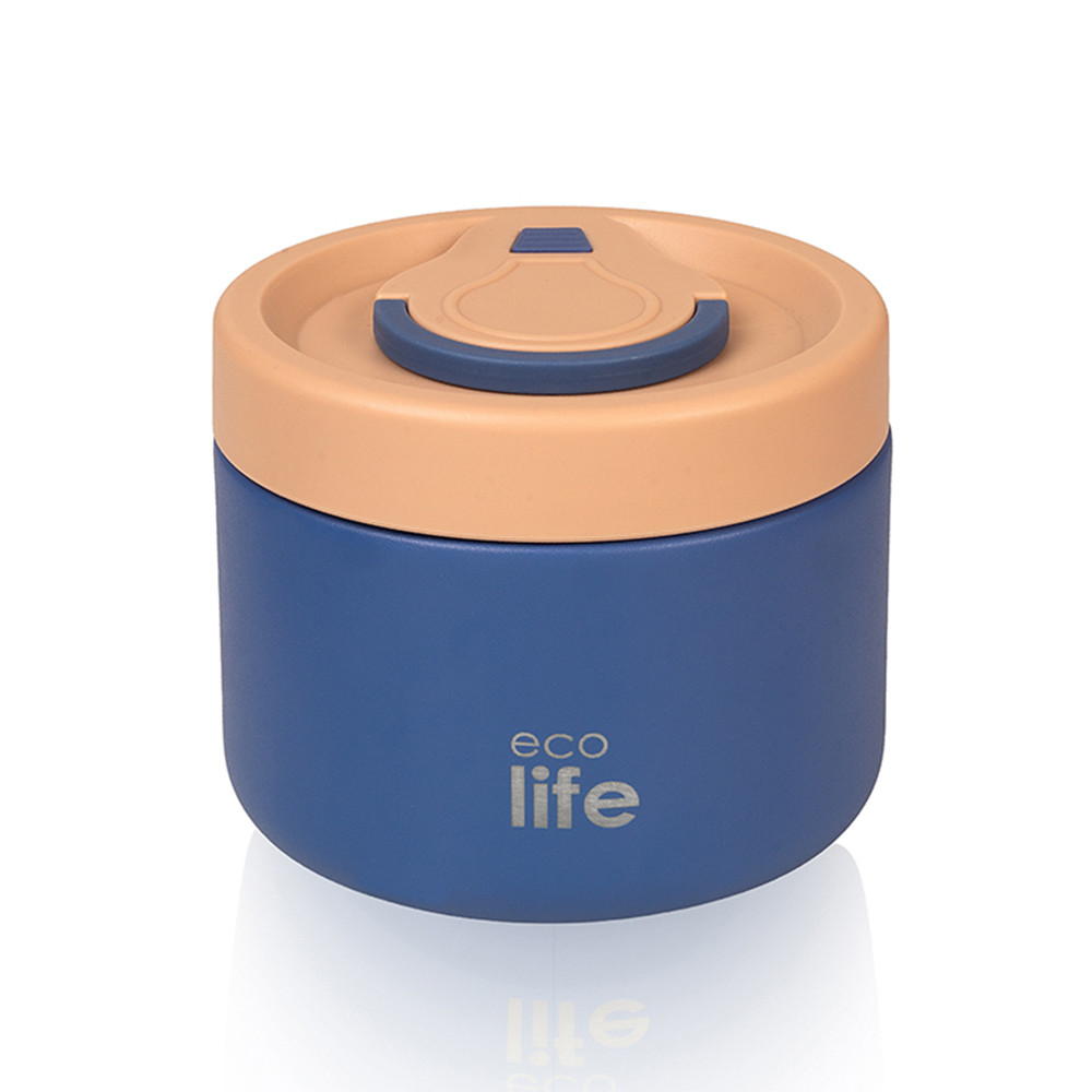Ecolife-Στρογγυλό Θερμός Φαγητού 650ml | Μπλε