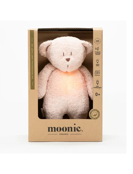MOONIE 2.0: Επαναφορτιζόμενο βοήθημα ύπνου με ηχογράφηση & αισθητήρα κλάματος – Οργανικό βαμβάκι Rose